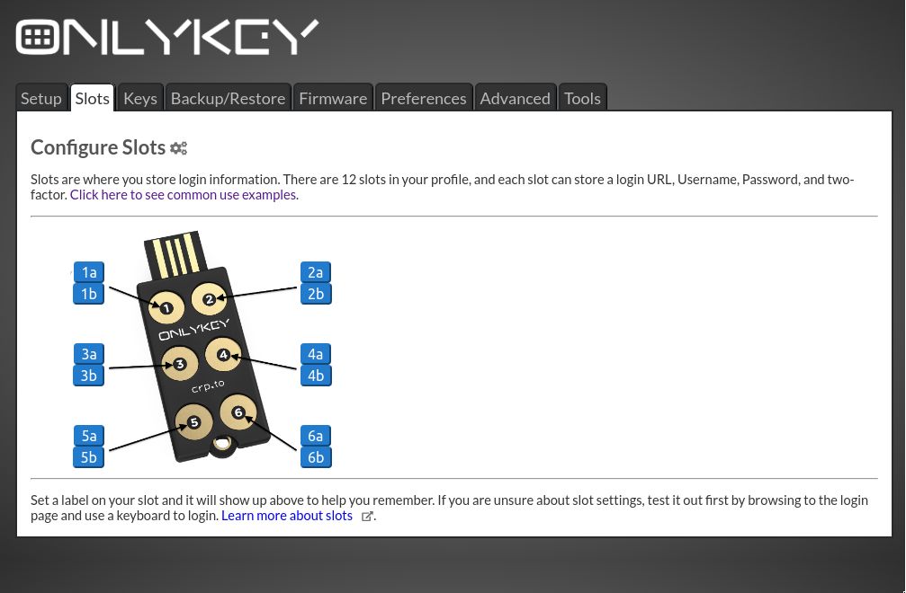 OnlyKey app homescreen showing 1 profile